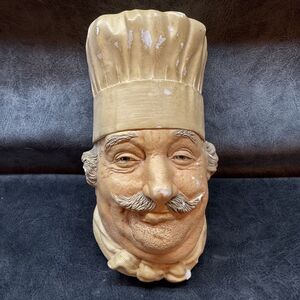 Vintage Bossons Head Chalkware Head Chef Wall Hanger Figurine C. England 1969